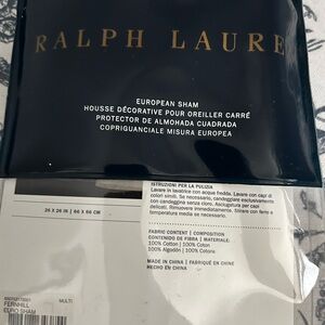 Ralph Lauren Navy Euro Sham with Gold Lettering